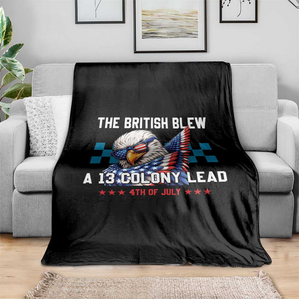 The British Blew A 13 Colony Lead Dabbing Eagle Throw Blanket Funny Patriotic 4th of July History Humor Graphic