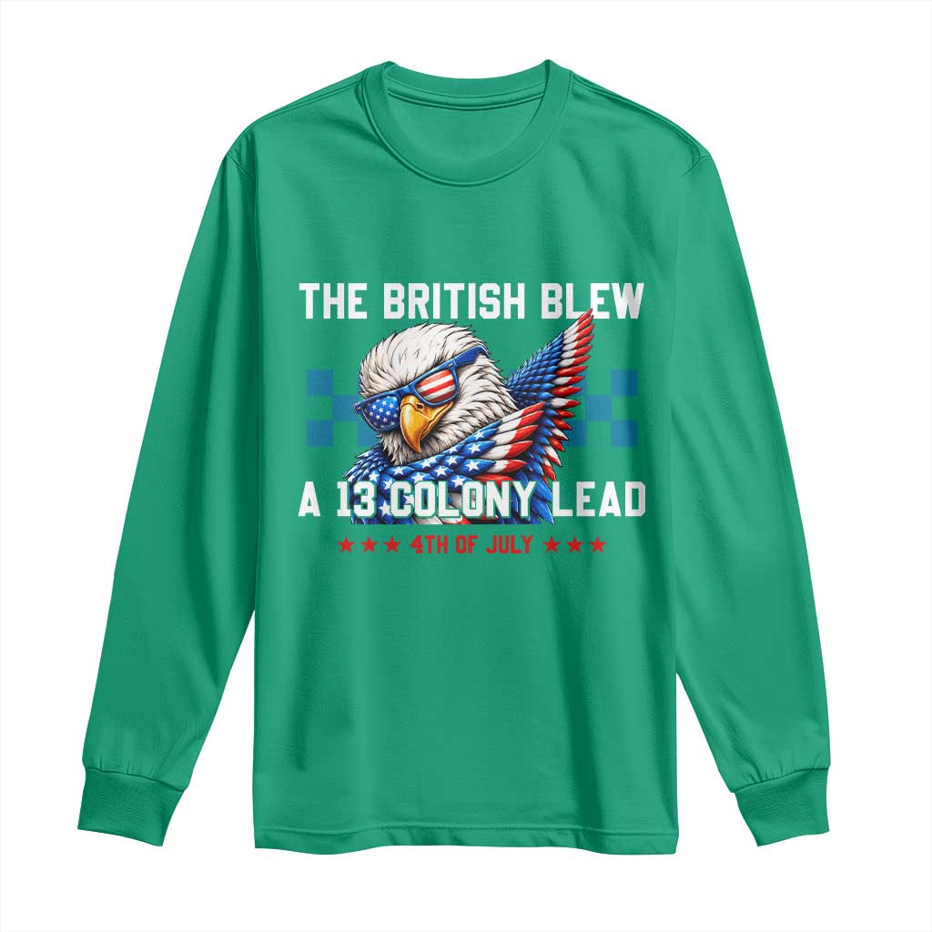 The British Blew A 13 Colony Lead Dabbing Eagle Long Sleeve Shirt Funny Patriotic 4th of July History Humor Graphic
