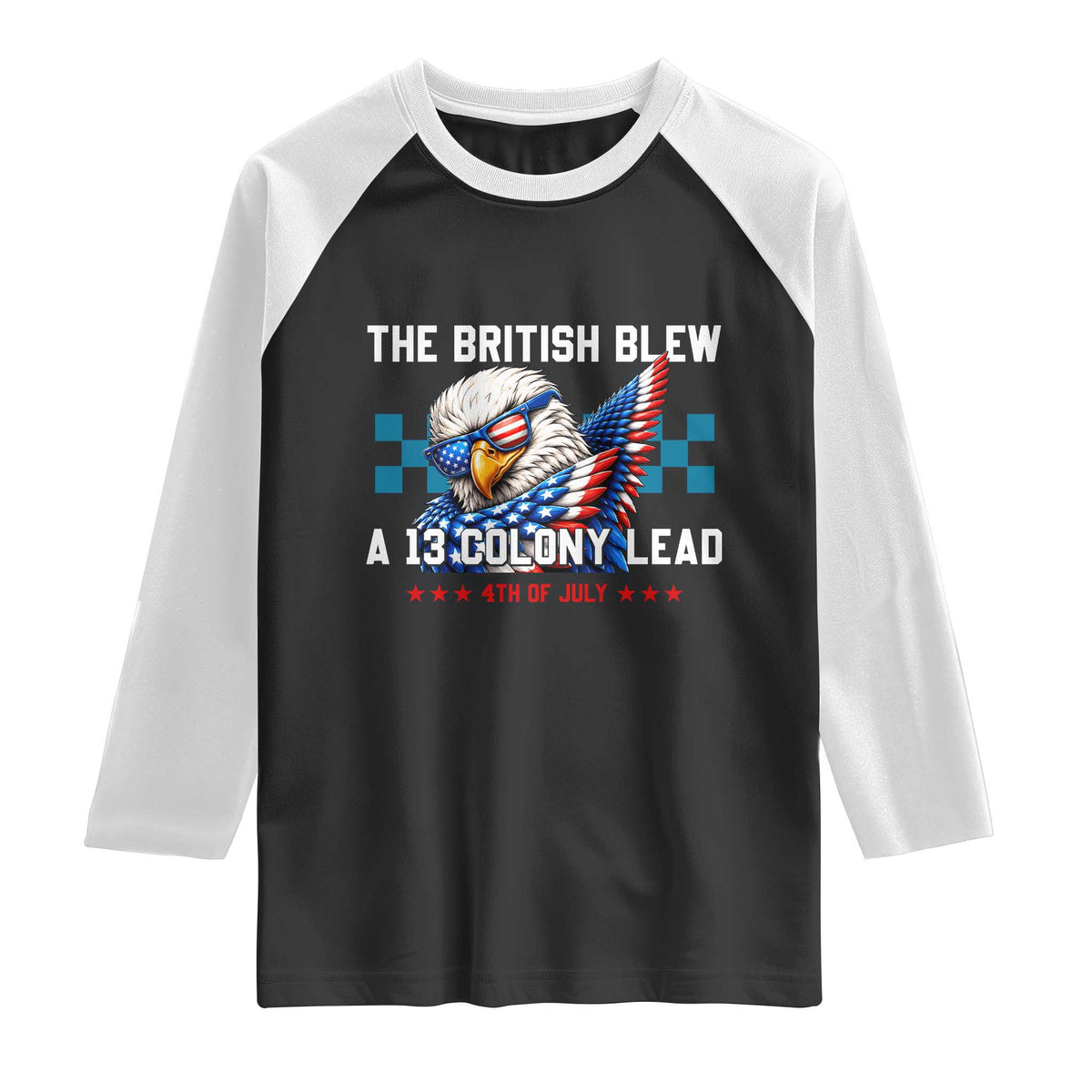 The British Blew A 13 Colony Lead Dabbing Eagle Raglan Shirt Funny Patriotic 4th of July History Humor Graphic