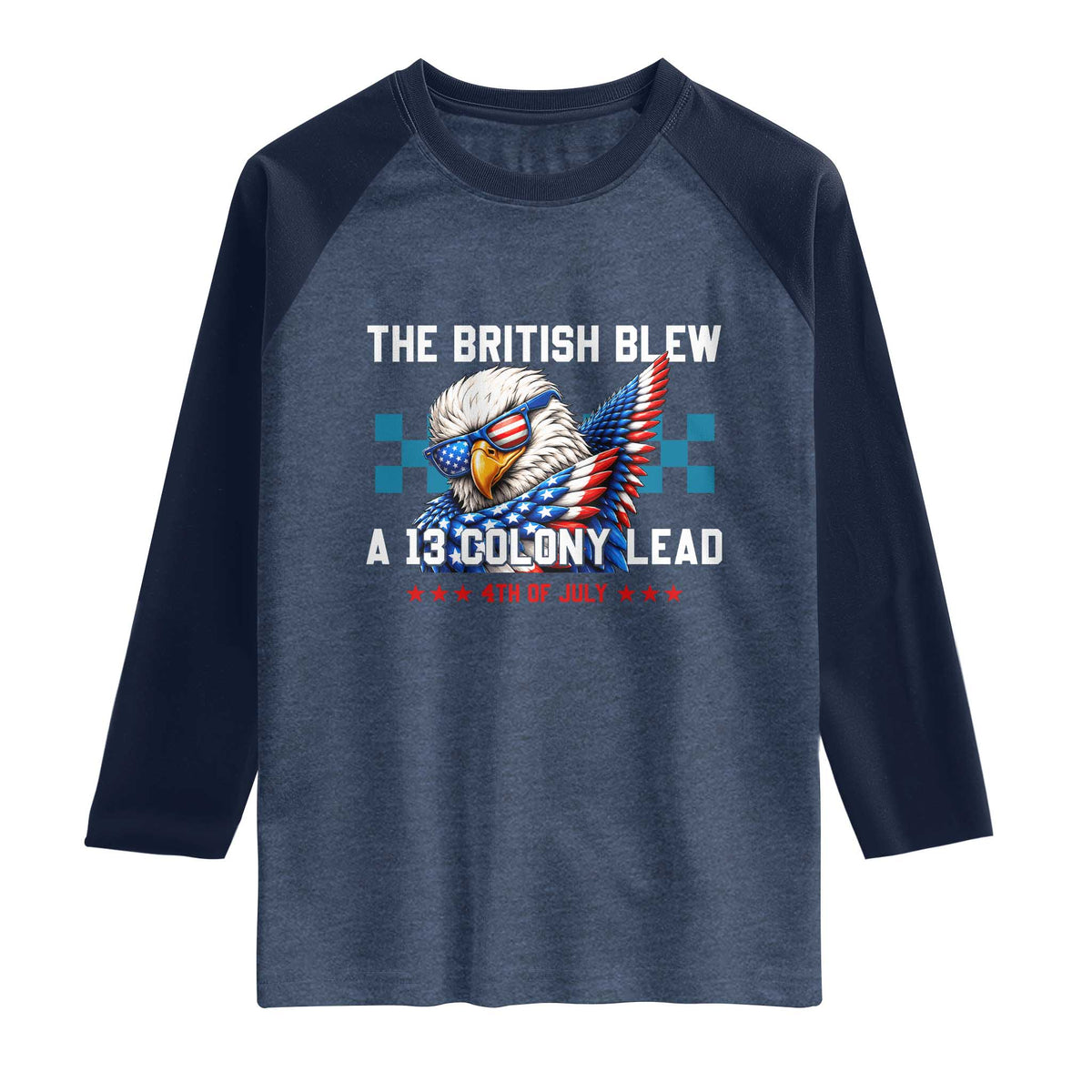 The British Blew A 13 Colony Lead Dabbing Eagle Raglan Shirt Funny Patriotic 4th of July History Humor Graphic