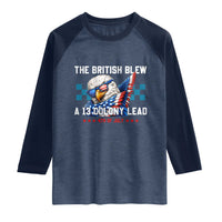 The British Blew A 13 Colony Lead Dabbing Eagle Raglan Shirt Funny Patriotic 4th of July History Humor Graphic