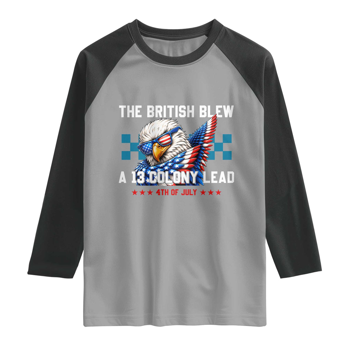 The British Blew A 13 Colony Lead Dabbing Eagle Raglan Shirt Funny Patriotic 4th of July History Humor Graphic