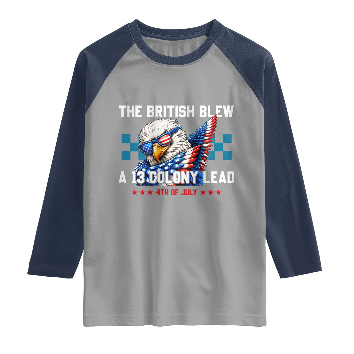 The British Blew A 13 Colony Lead Dabbing Eagle Raglan Shirt Funny Patriotic 4th of July History Humor Graphic