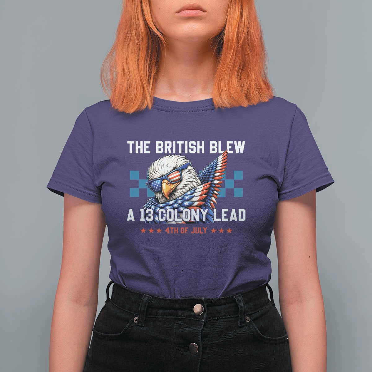 The British Blew A 13 Colony Lead Dabbing Eagle T Shirt For Women Funny Patriotic 4th of July History Humor Graphic