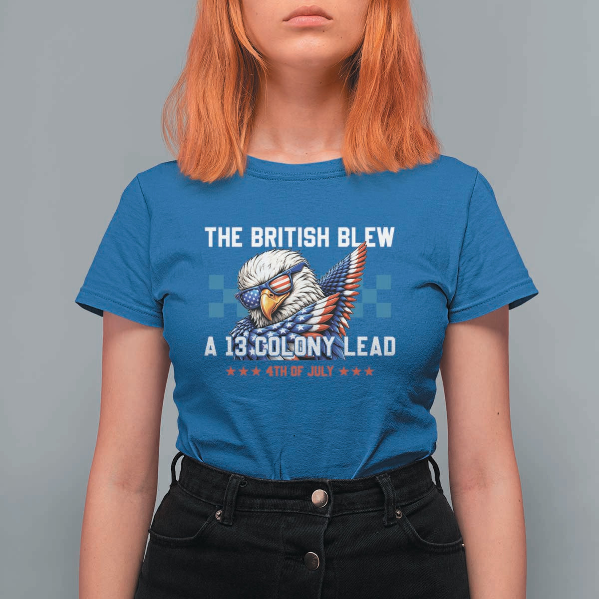 The British Blew A 13 Colony Lead Dabbing Eagle T Shirt For Women Funny Patriotic 4th of July History Humor Graphic