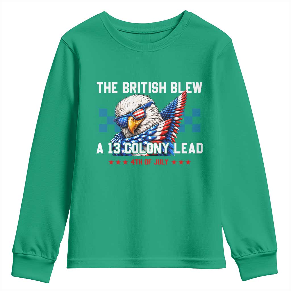 The British Blew A 13 Colony Lead Dabbing Eagle Youth Sweatshirt Funny Patriotic 4th of July History Humor Graphic