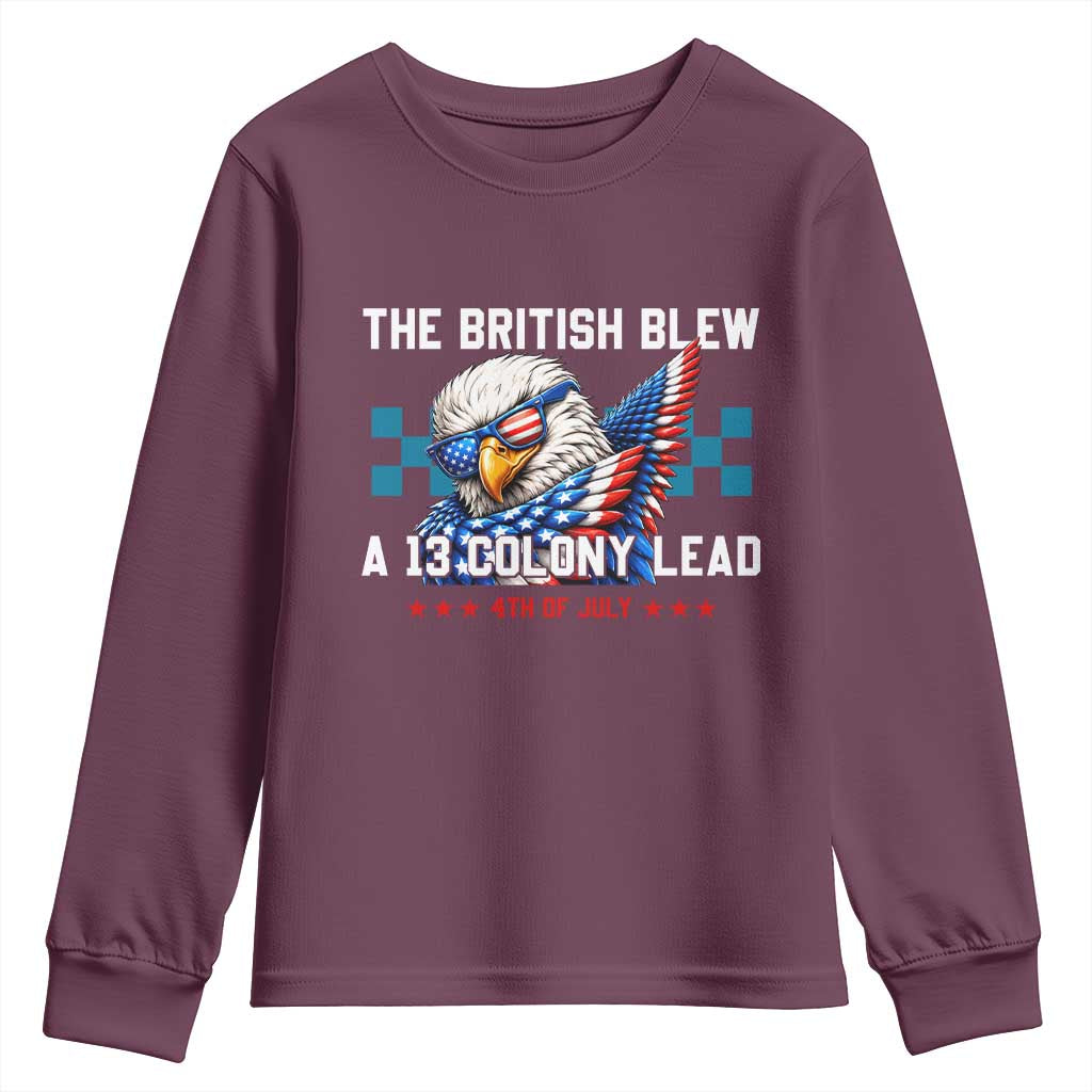 The British Blew A 13 Colony Lead Dabbing Eagle Youth Sweatshirt Funny Patriotic 4th of July History Humor Graphic