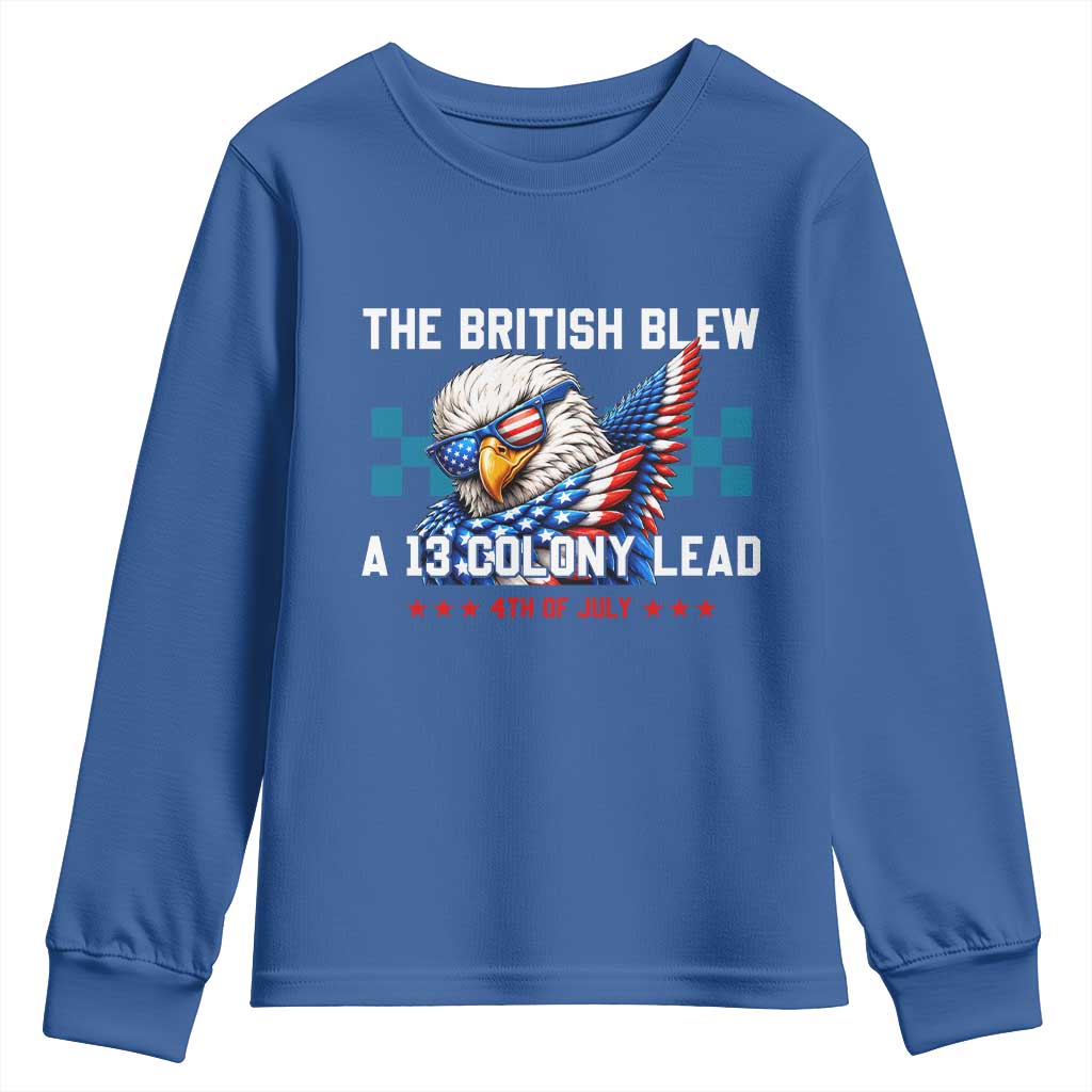 The British Blew A 13 Colony Lead Dabbing Eagle Youth Sweatshirt Funny Patriotic 4th of July History Humor Graphic