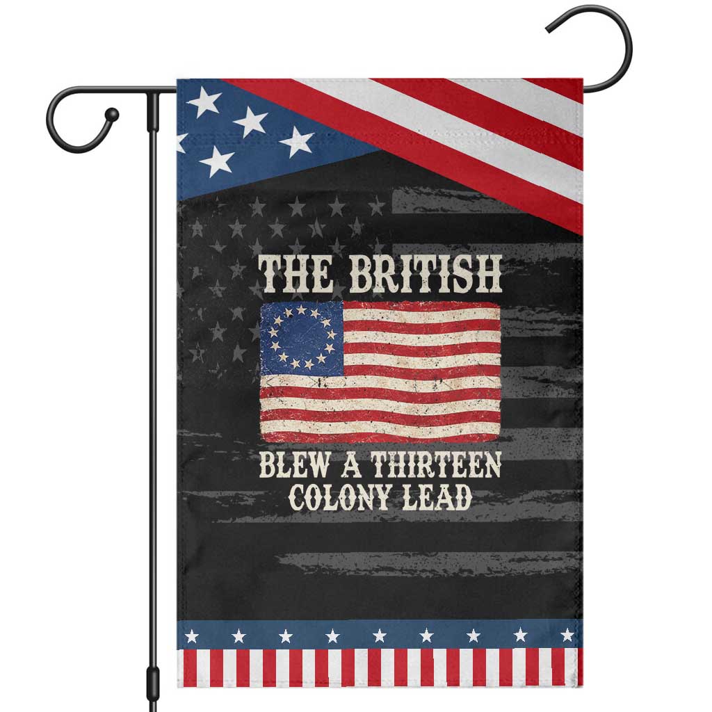 The British Blew A Thirteen Colony Lead Betsy Ross Flag Patriotic Garden Flag Vintage 4th of July History Graphic