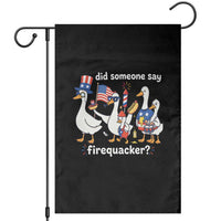 Funny Patriotic Duck Family 4th of July Fireworks Garden Flag Did Someone Say Firequacker Word Pun Cute Graphic