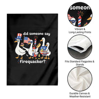 Funny Patriotic Duck Family 4th of July Fireworks Garden Flag Did Someone Say Firequacker Word Pun Cute Graphic