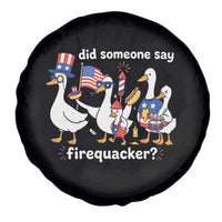 Funny Patriotic Duck Family 4th of July Fireworks Spare Tire Cover Did Someone Say Firequacker Word Pun Cute Graphic