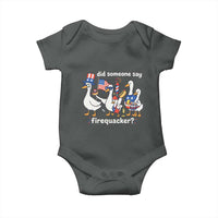 Funny Patriotic Duck Family 4th of July Fireworks Baby Onesie Did Someone Say Firequacker Word Pun Cute Graphic