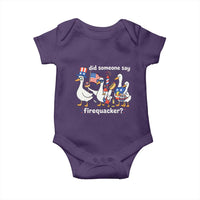 Funny Patriotic Duck Family 4th of July Fireworks Baby Onesie Did Someone Say Firequacker Word Pun Cute Graphic