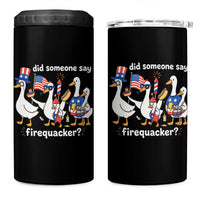 Funny Patriotic Duck Family 4th of July Fireworks 4 in 1 Can Cooler Tumbler Did Someone Say Firequacker Word Pun Cute Graphic