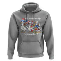 Funny Patriotic Duck Family 4th of July Fireworks Hoodie Did Someone Say Firequacker Word Pun Cute Graphic