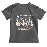 Funny Patriotic Duck Family 4th of July Fireworks Toddler T Shirt Did Someone Say Firequacker Word Pun Cute Graphic