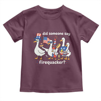 Funny Patriotic Duck Family 4th of July Fireworks Toddler T Shirt Did Someone Say Firequacker Word Pun Cute Graphic
