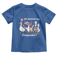Funny Patriotic Duck Family 4th of July Fireworks Toddler T Shirt Did Someone Say Firequacker Word Pun Cute Graphic