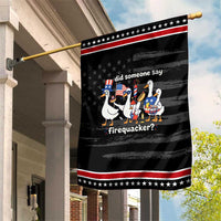 Funny Duck Family 4th of July Fireworks Patriotic Garden Flag Did Someone Say Firequacker Word Pun Cute Graphic