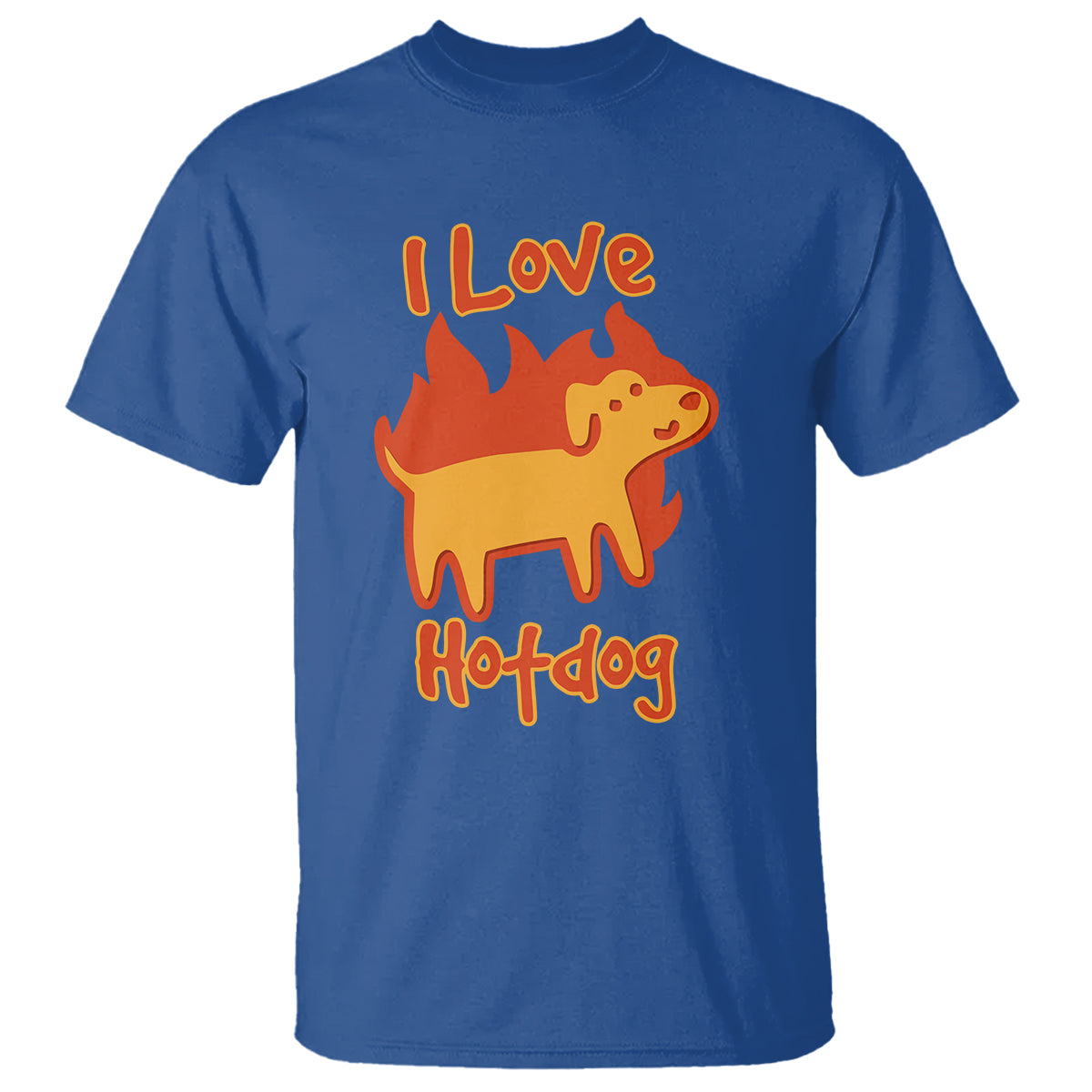 Hot Dog T Shirt I Love Hot Dog Funny Dog On Fire Meme Dog Puns - Wonder Print Shop