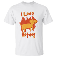 Hot Dog T Shirt I Love Hot Dog Funny Dog On Fire Meme Dog Puns - Wonder Print Shop