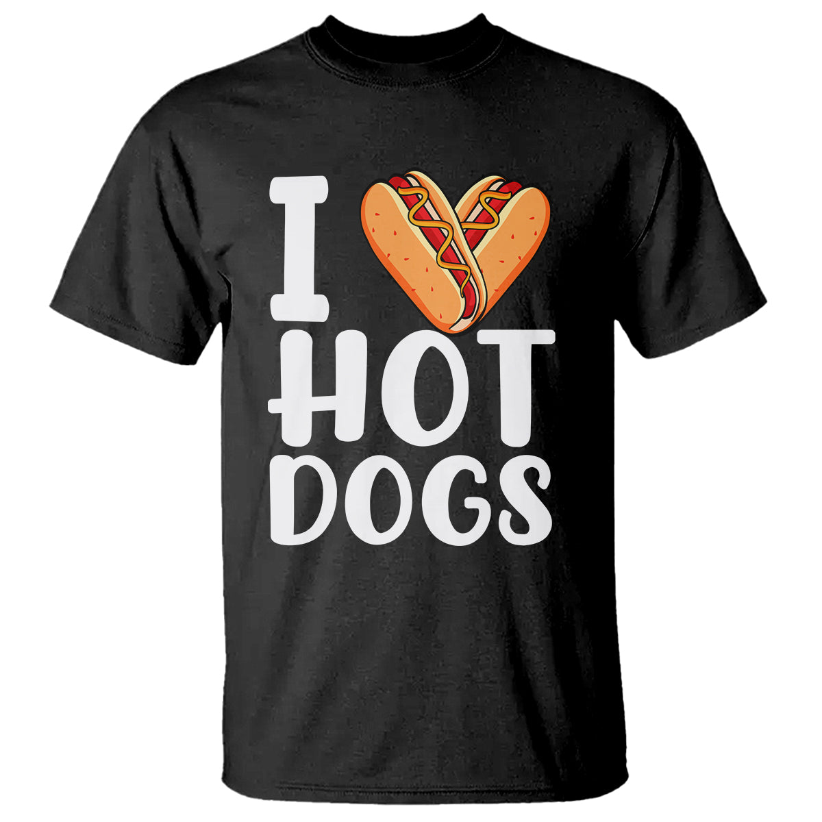 Hot Dog T Shirt I Heart Hot Dogs Frankfurter Wiener Frank Sausage Bun Hotdog - Wonder Print Shop