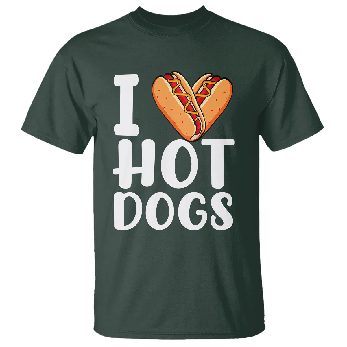 Hot Dog T Shirt I Heart Hot Dogs Frankfurter Wiener Frank Sausage Bun Hotdog - Wonder Print Shop