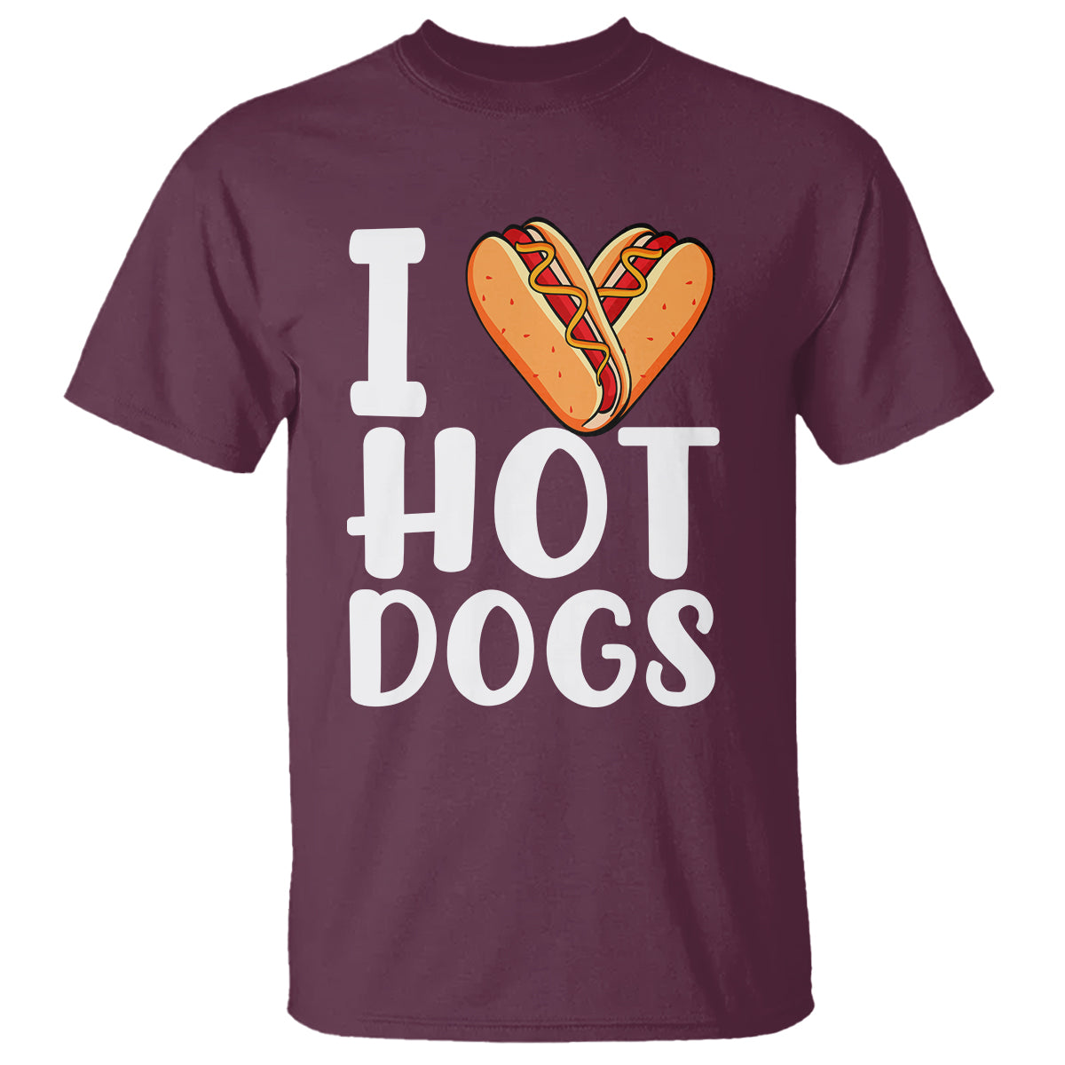 Hot Dog T Shirt I Heart Hot Dogs Frankfurter Wiener Frank Sausage Bun Hotdog - Wonder Print Shop
