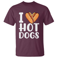 Hot Dog T Shirt I Heart Hot Dogs Frankfurter Wiener Frank Sausage Bun Hotdog - Wonder Print Shop