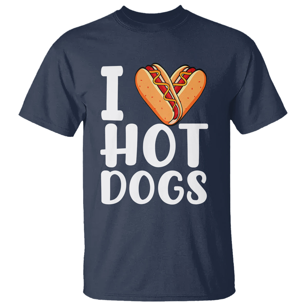 Hot Dog T Shirt I Heart Hot Dogs Frankfurter Wiener Frank Sausage Bun Hotdog - Wonder Print Shop