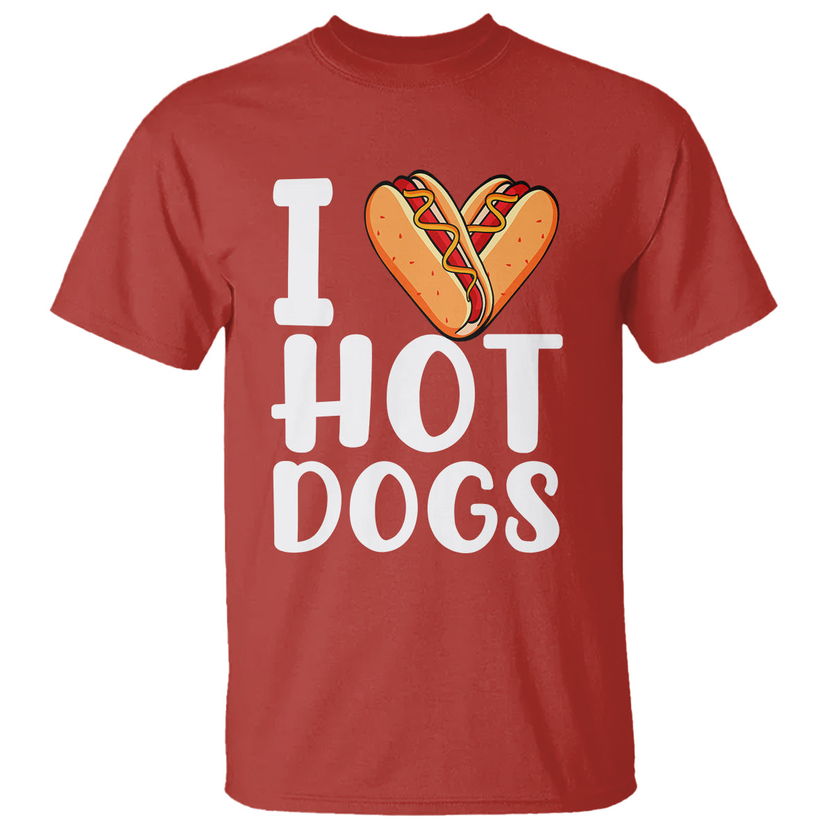 Hot Dog T Shirt I Heart Hot Dogs Frankfurter Wiener Frank Sausage Bun Hotdog - Wonder Print Shop