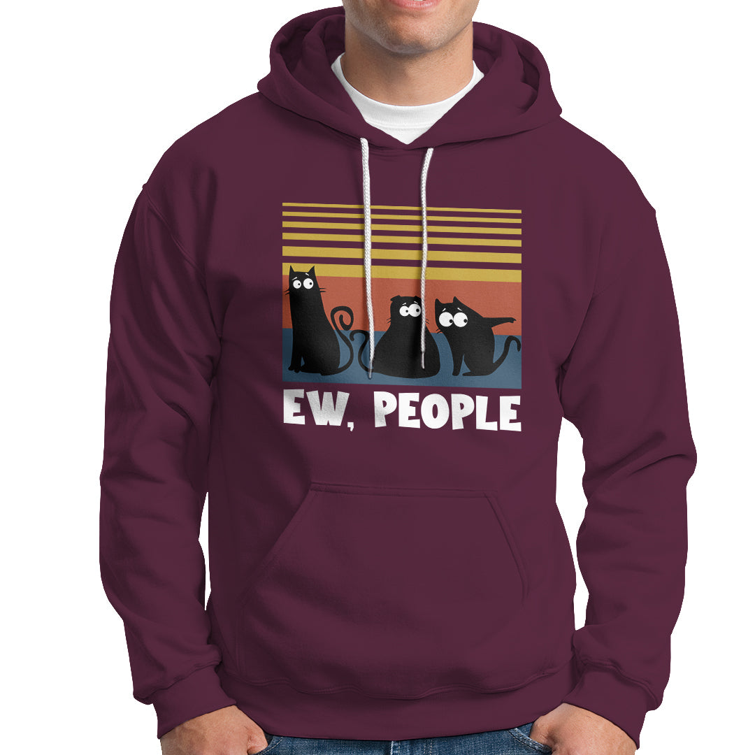 Sarcastic Cat Hoodie Ew People Hater - Wonder Print Shop