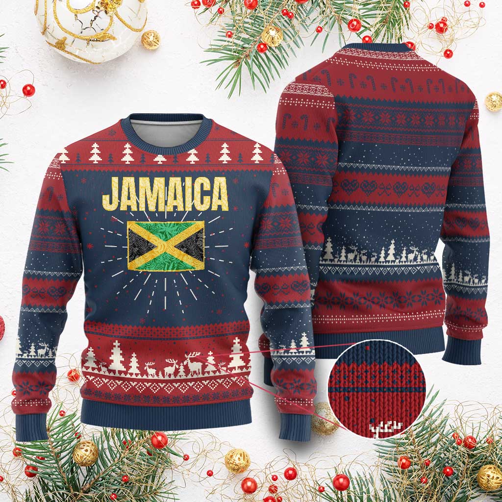 Retro Jamaica Ugly Christmas Sweater Tropical Jamaican Flag - Wonder Print Shop