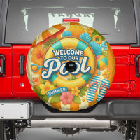 Welcome to Our Pool Retro Retro Gingham Stripes Summer Spare Tire Cover