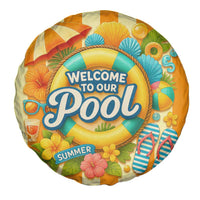Welcome to Our Pool Retro Retro Gingham Stripes Summer Spare Tire Cover