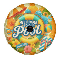Welcome to Our Pool Retro Retro Gingham Stripes Summer Spare Tire Cover