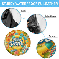 Welcome to Our Pool Retro Retro Gingham Stripes Summer Spare Tire Cover