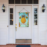 Bee Happy Honeycomb Gingham Bow Floral Spring Summer Garden Flag