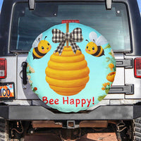 Bee Happy Honeycomb Gingham Bow Floral Spring Summer Spare Tire Cover