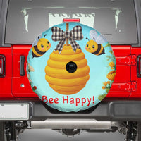Bee Happy Honeycomb Gingham Bow Floral Spring Summer Spare Tire Cover