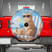 Welcome Beach Lounge Orange Tabby Cat Tropical Vacation Spare Tire Cover