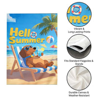 Hello Summer Wiener Dog Dachshund Relaxing on Beach Garden Flag