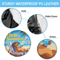 Hello Summer Wiener Dog Dachshund Relaxing on Beach Spare Tire Cover