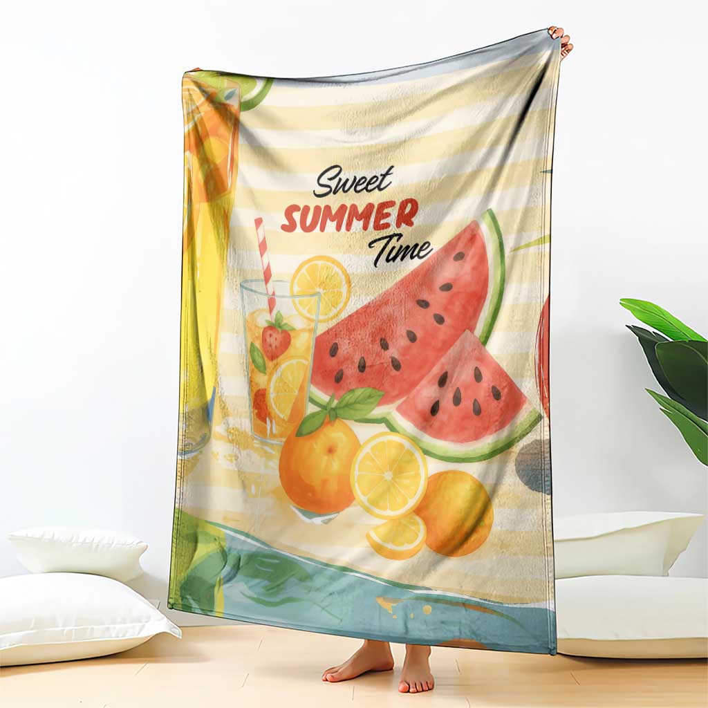 Sweet Summer Time Citrus Fruit Cocktails Poolside Beach Throw Blanket