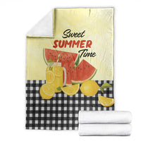 Sweet Summer Time Watermelon Lemon Mason Jar Gingham Throw Blanket Rustic Country Aesthetics