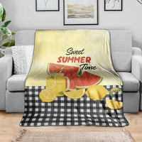 Sweet Summer Time Watermelon Lemon Mason Jar Gingham Throw Blanket Rustic Country Aesthetics