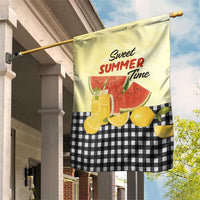 Sweet Summer Time Watermelon Lemon Mason Jar Gingham Garden Flag Rustic Country Aesthetics