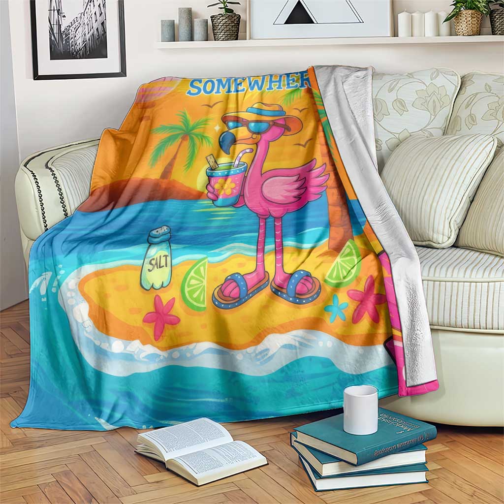 It’s 5 Somewhere Flamingo Tropical Beach Vacation Throw Blanket Oasis Summer Vibes
