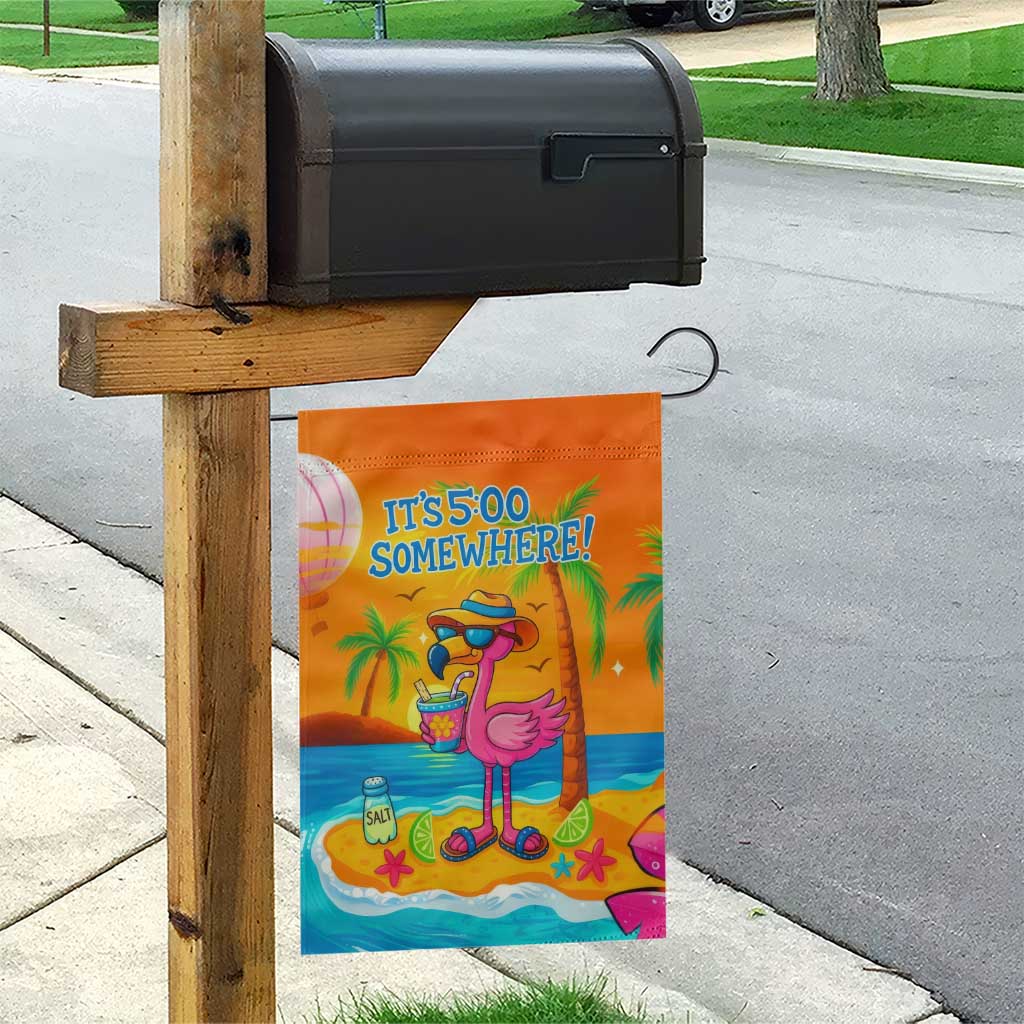 It’s 5 Somewhere Flamingo Tropical Beach Vacation Garden Flag Oasis Summer Vibes